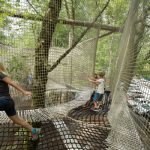 Children playing in a netted play area