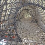 A climbing net in play structure.