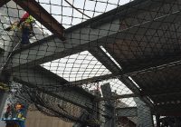 A safety netting system for steel structures.