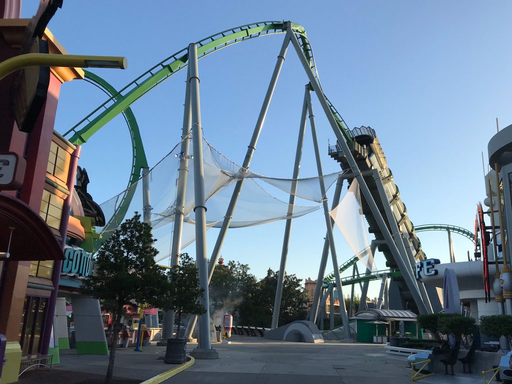 A public protection net system installed on The Hulk roller coaster at Universal Studios, in Orlando, Florida.