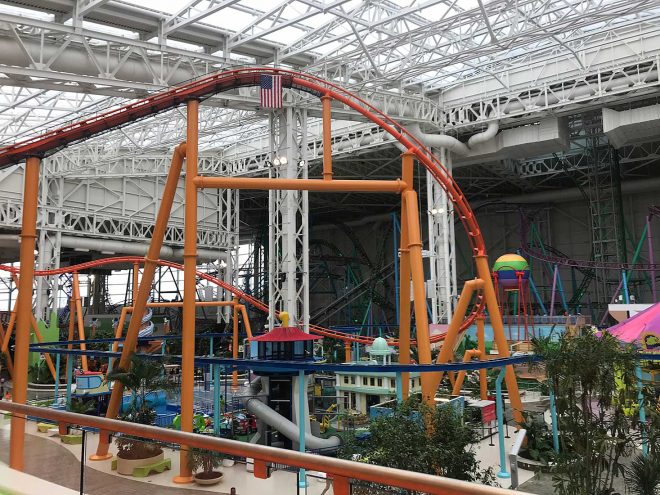 An indoor roller coaster at American Dream, New Jersey.