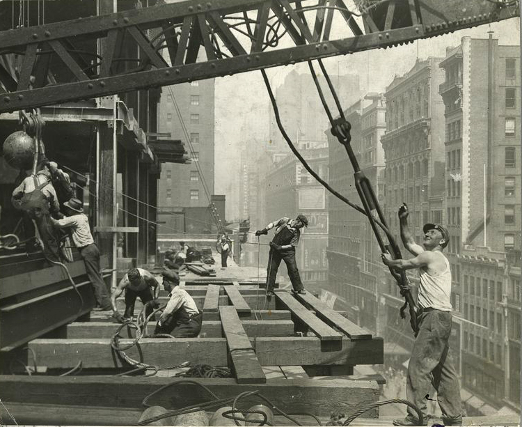 Laborers working on the construction of The Empire Sate Building.