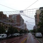 Netting suspended over a street