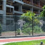 stenciled barrier netting for construction sites