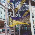A multi-color tube net at a water park