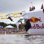 A flying machine at a Red Bull Flugtag contest.